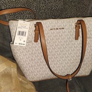 MICHAEL Michael Kors Brown and Cream Tote Bag